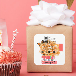 Pegatina Cuadrada Perfecto como se ilustra la cita