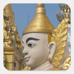 Pegatina Cuadrada Perfil de estatua de Buda