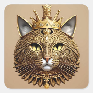 Pegatina Cuadrada Perfil de gato regio