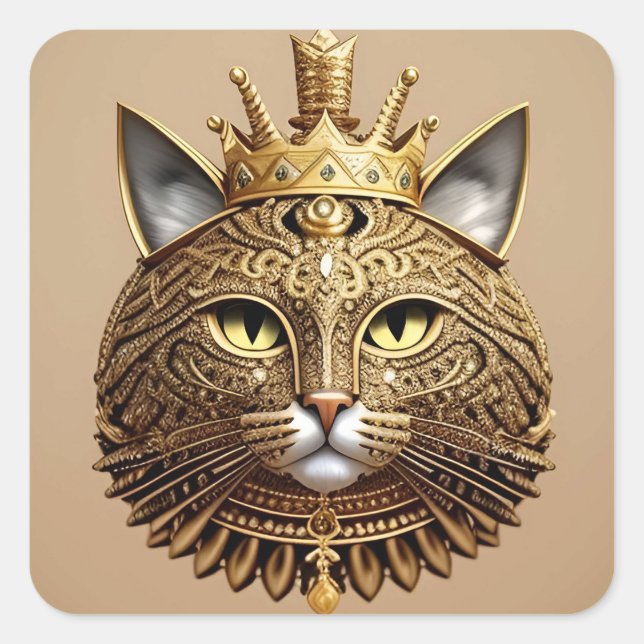 Pegatina Cuadrada Perfil de gato regio (Anverso)
