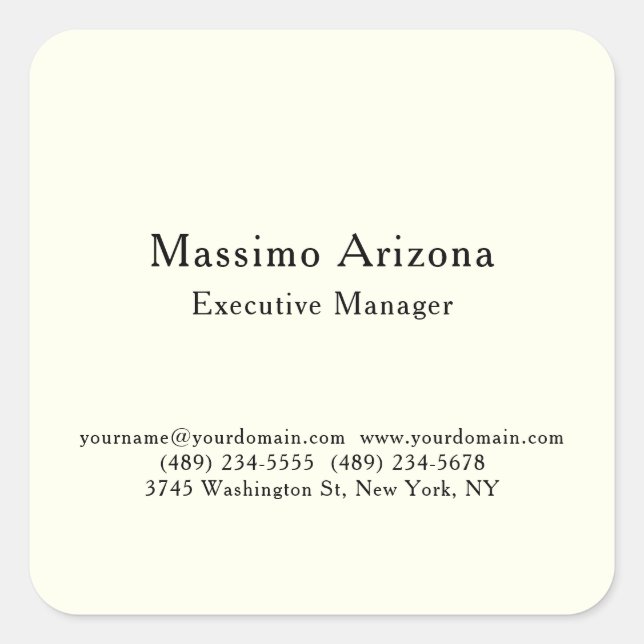 Pegatina Cuadrada Perfil Profesional Moderno Marfil (Anverso)