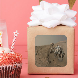 Pegatina Cuadrada Perforación Marte Curiosidad Rojo Marciano Paisaje