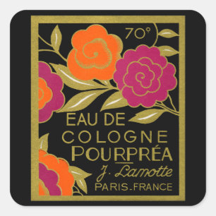 Pegatina Cuadrada Perfume Eau de Cologne Pourprea 1920