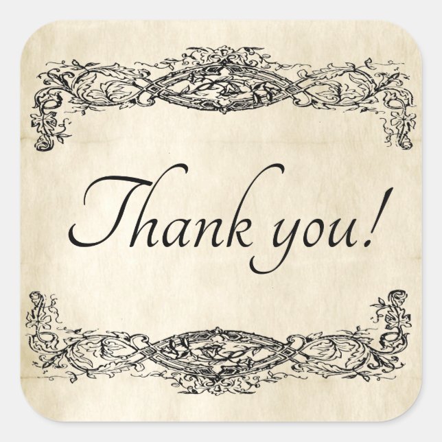 Pegatina Cuadrada Pergamino de trabajo Viejo Viejo Desplazamiento de (Anverso)