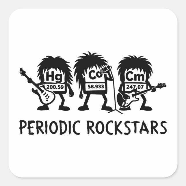 Pegatina Cuadrada Periodic Rockstars Chemistry Humor (Anverso)