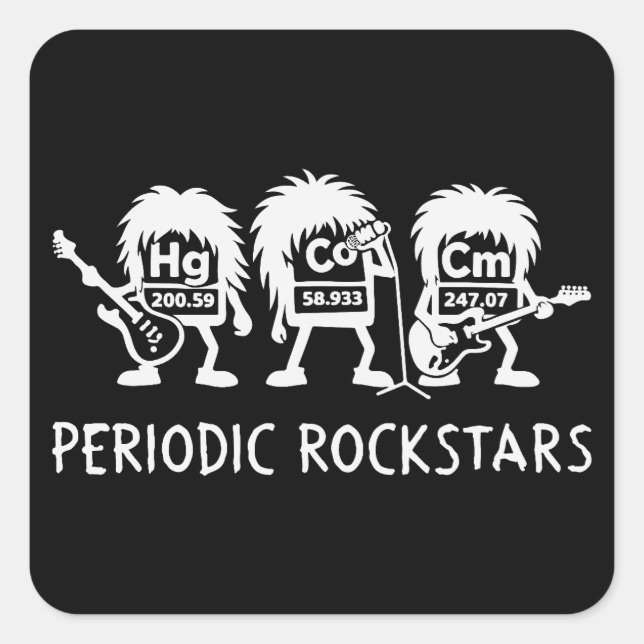 Pegatina Cuadrada Periodic Rockstars Chemistry Humor (Anverso)