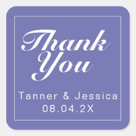 Pegatina Cuadrada Periwinkle y White Modern Minimalista Gracias