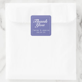 Pegatina Cuadrada Periwinkle y White Modern Minimalista Gracias