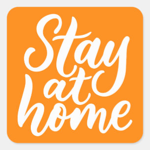 Pegatina Cuadrada Permanecer En Casa