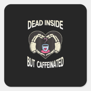 Pegatina Cuadrada Pero Cafetería Skeleton Mands Heart