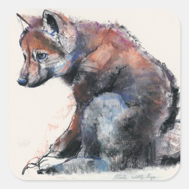 Pegatina Cuadrada Perrito de lobo polaco 2001 (Anverso)