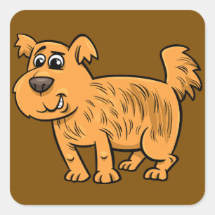 Pegatina Cuadrada Perrito Naranja Desgreñado