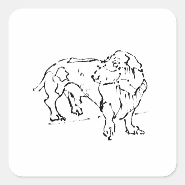 Pegatina Cuadrada Perrito salchicha adorable – Perro personalizado (Anverso)