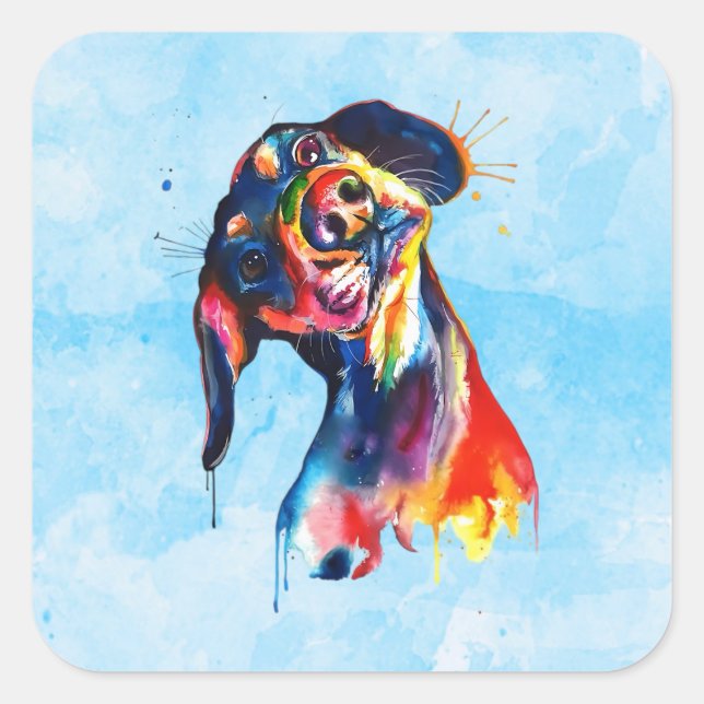 Pegatina Cuadrada Perro (Anverso)
