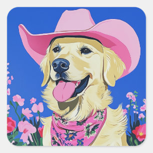 Pegatina Cuadrada Perro adorable estético moderno