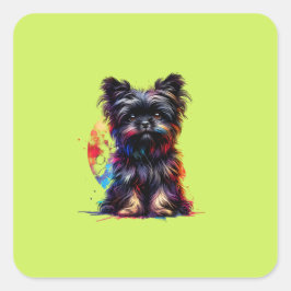 Pegatina Cuadrada Perro Affenpinscher