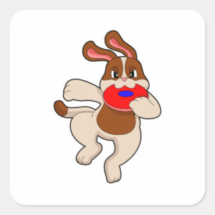 Pegatina Cuadrada Perro al jugar