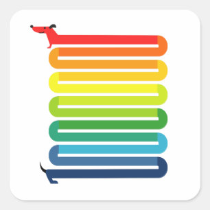 Pegatina Cuadrada Perro arco iris