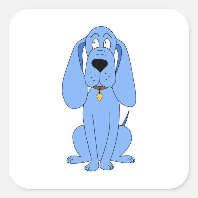 Pegatina Cuadrada Perro azul. Hound. (Anverso)