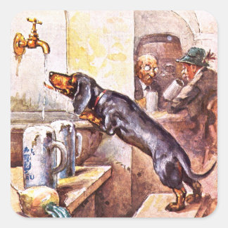 Pegatina Cuadrada Perro bávaro