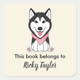 Pegatina Cuadrada Perro blanco y negro sin cáscara