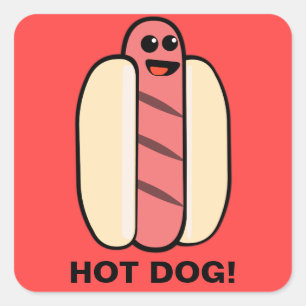 Pegatina Cuadrada Perro caliente