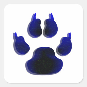 Pegatina Cuadrada Perro Canine Paw Imprimir Pegatinas Azules