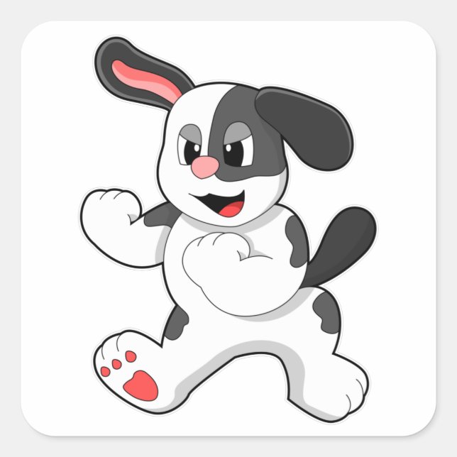 Pegatina Cuadrada Perro como luchador (Anverso)