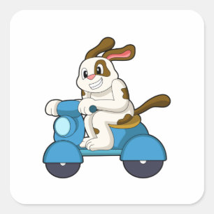 Pegatina Cuadrada Perro como motociclista con Scooter.PNG