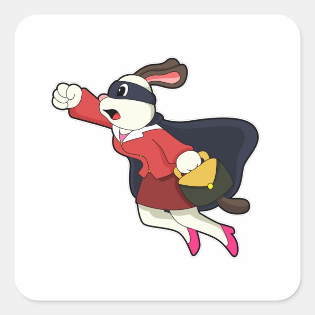 Pegatina Cuadrada Perro como superhéroe del secretario (Anverso)