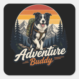 Pegatina Cuadrada Perro compañero de aventuras 