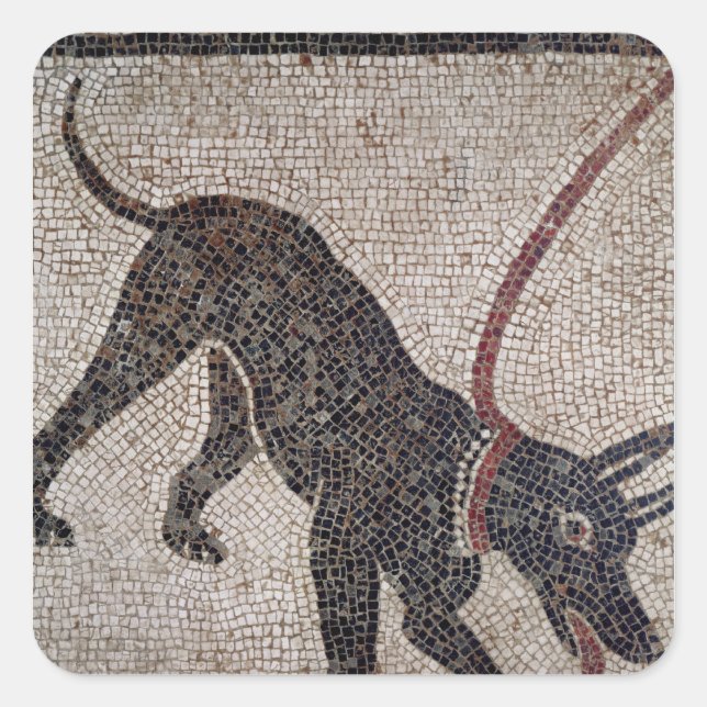 Pegatina Cuadrada Perro con correa, de Pompeya (Anverso)