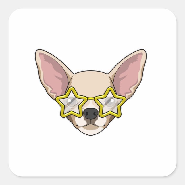 Pegatina Cuadrada Perro con gafas de sol (Anverso)