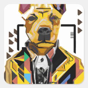 Pegatina Cuadrada Perro con traje: Arte digital
