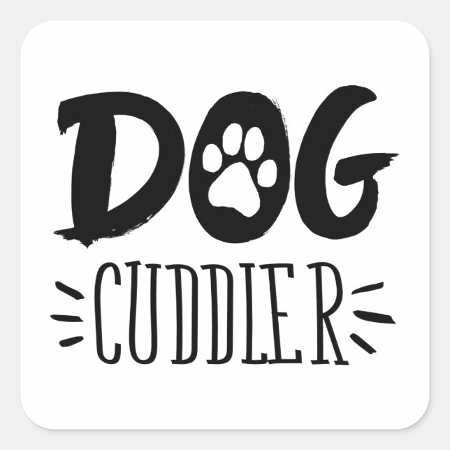 Pegatina Cuadrada Perro Cuddler Perro Feliz Cuddler Draw (Anverso)