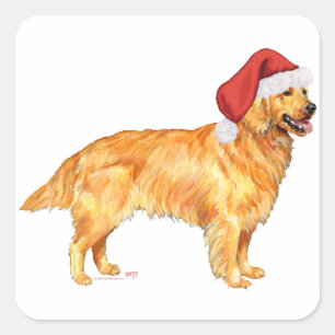 Pegatina Cuadrada Perro de Agua Retriever Navidad