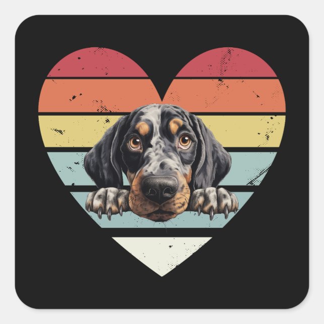 Pegatina Cuadrada Perro de cola de Bluetick (Anverso)