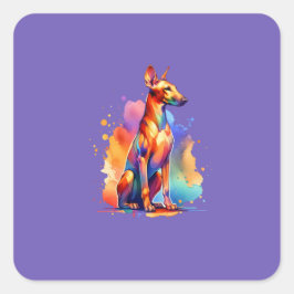 Pegatina Cuadrada Perro de Hound Pharaoh