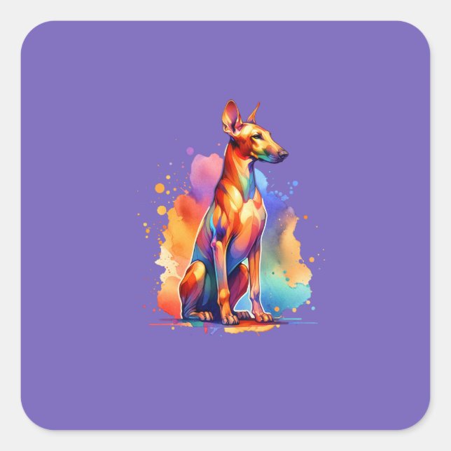 Pegatina Cuadrada Perro de Hound Pharaoh (Anverso)