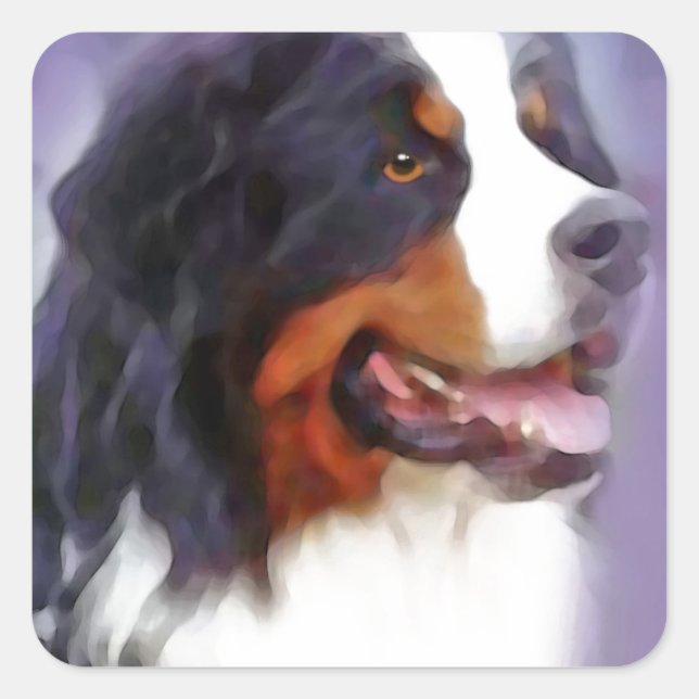 Pegatina Cuadrada perro de montaña de bernesa (Anverso)