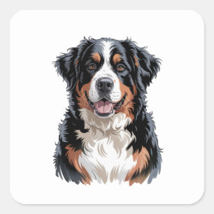 Pegatina Cuadrada Perro de montaña de Bernese