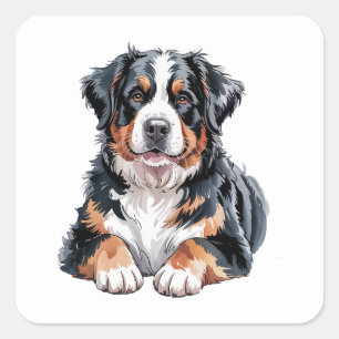 Pegatina Cuadrada Perro de montaña de Bernese