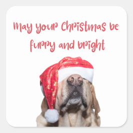 Pegatina Cuadrada perro de navidades divertidos