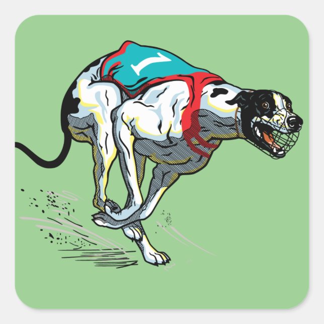 Pegatina Cuadrada perro de raza greyhound inglés (Anverso)