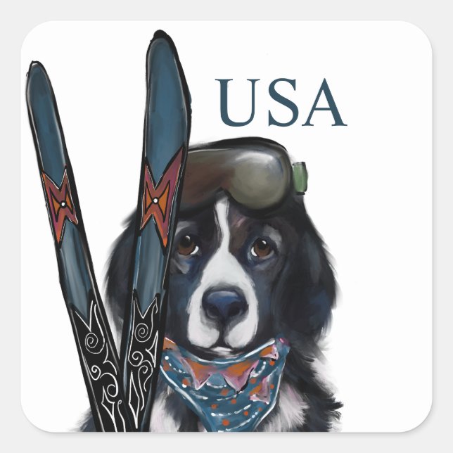 PEGATINA CUADRADA PERRO DE TERRA NOVA  (Anverso)