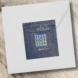 Pegatina Cuadrada Perro de Texas en Jean Pocket Classic Square Pegat