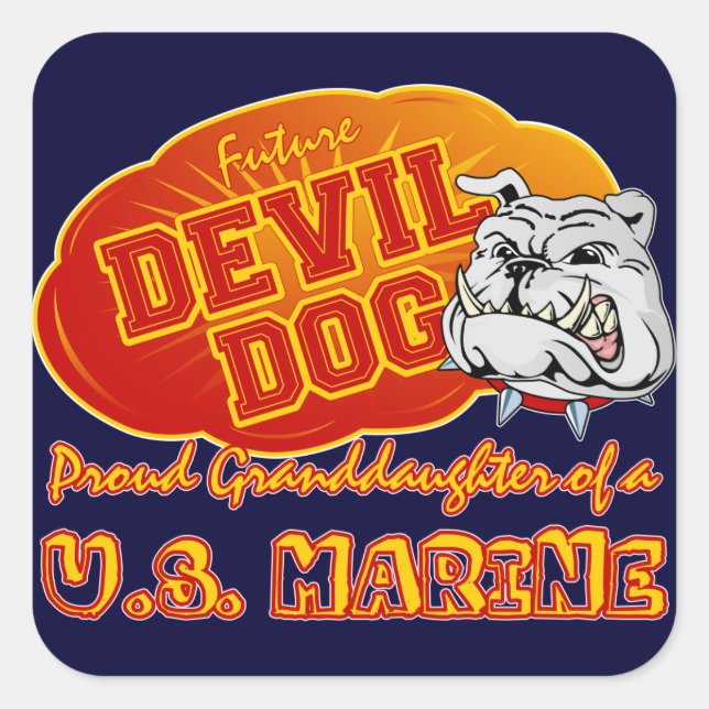 Pegatina Cuadrada Perro del diablo futuro (Anverso)