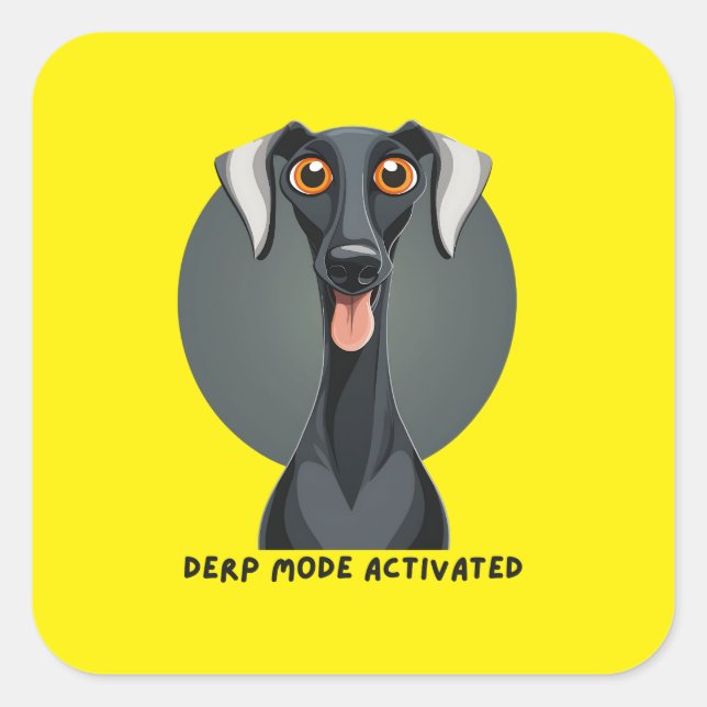 Pegatina Cuadrada Perro "Derp Mode Activated" (Anverso)