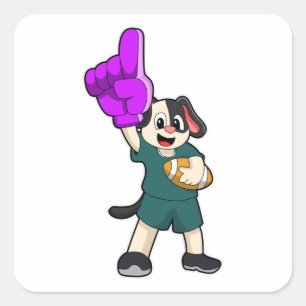 Pegatina Cuadrada Perro en deportes de fútbol