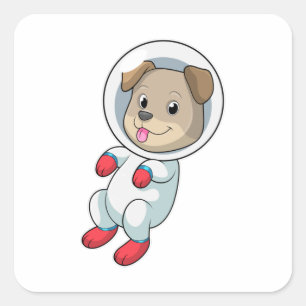 Pegatina Cuadrada Perro en el espacio